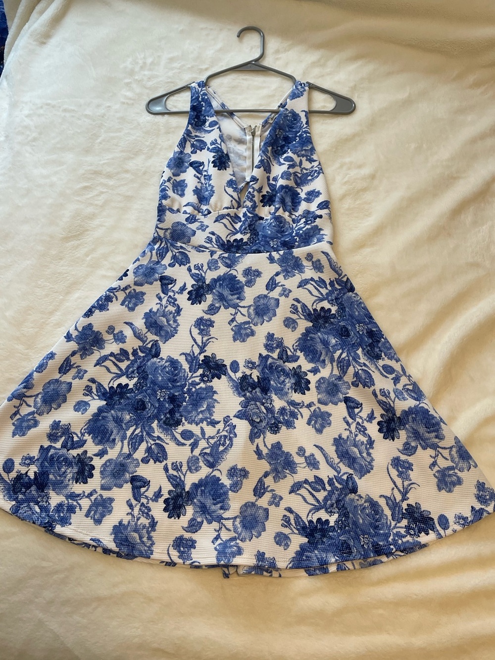 Charlotte Russe Blue and White Floral Halter Midi Dress